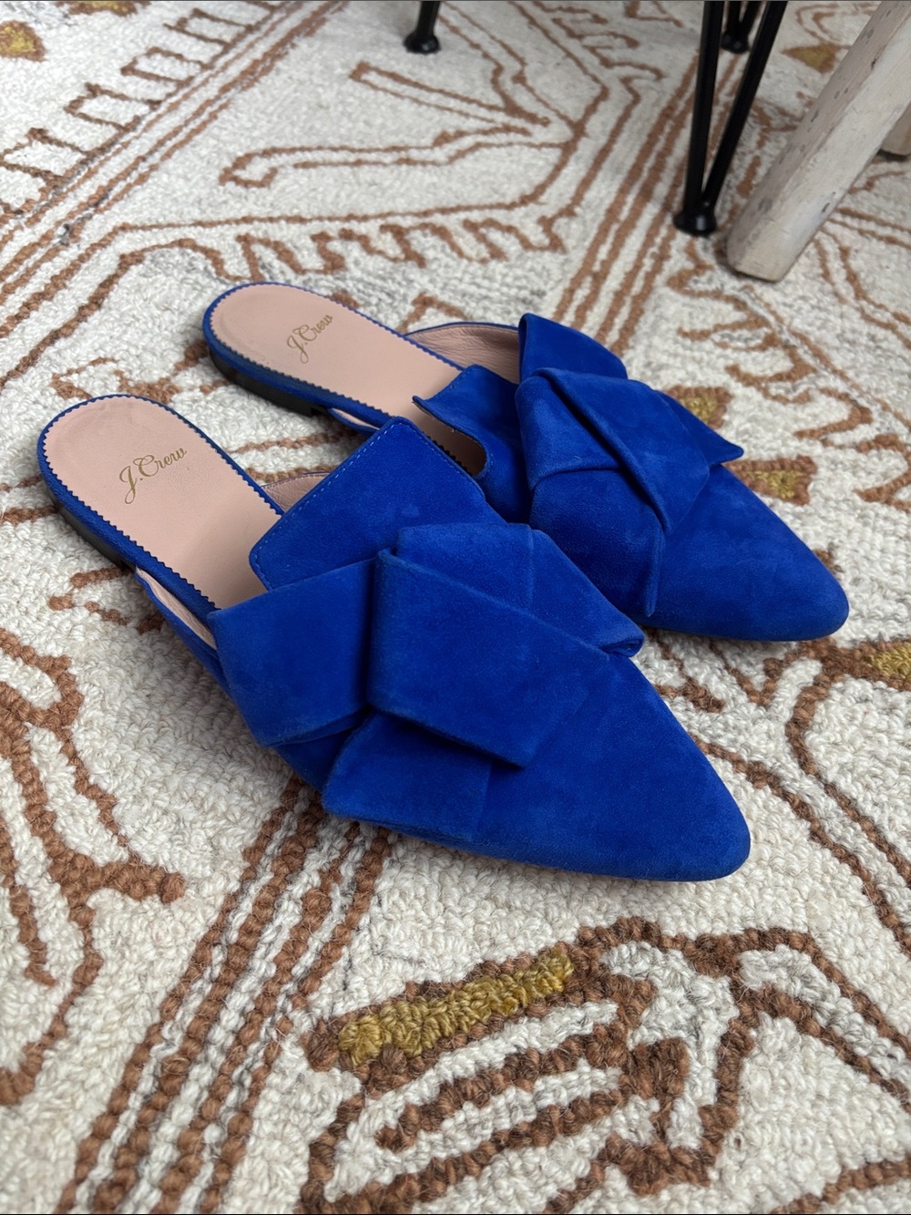 💙J. Crew Cobalt Blue Suede Knot-Detail Pointed Mules